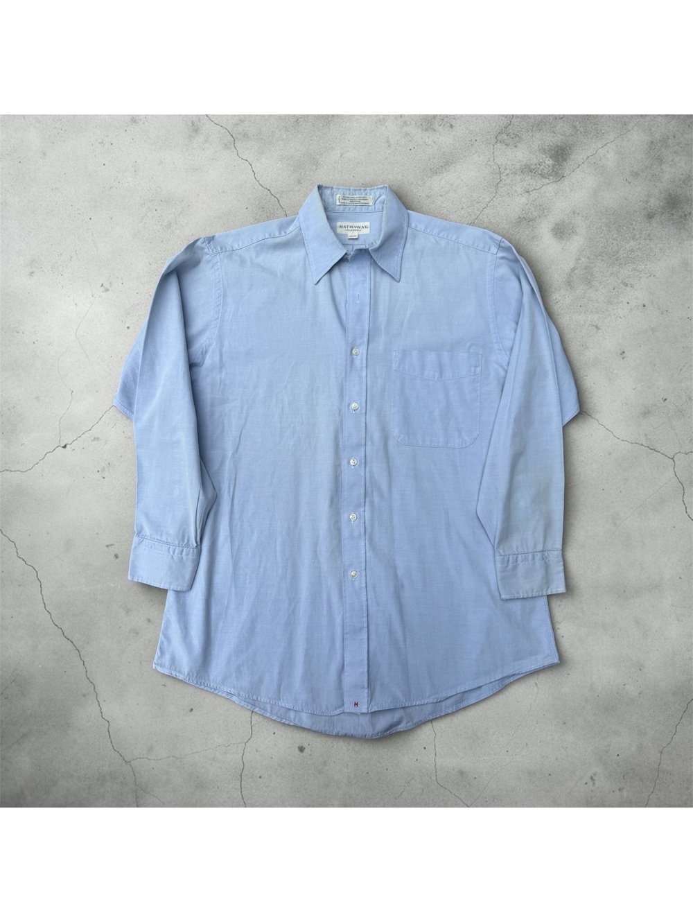 Hathaway Classic Men's Light Blue Dress Shirt, Size 15½-32, 100% Cotton, Single-